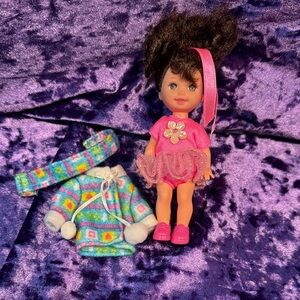 Vintage 1994 Mattel Barbie Li’l Friends of Kelly Becky Doll Pink Ballet & Coat